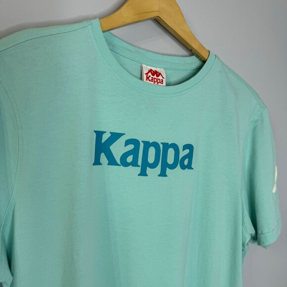 Kappa Mens Crew Neck Logo T-Shirts Short Sleeve Aqua blue - Picture 3 of 7